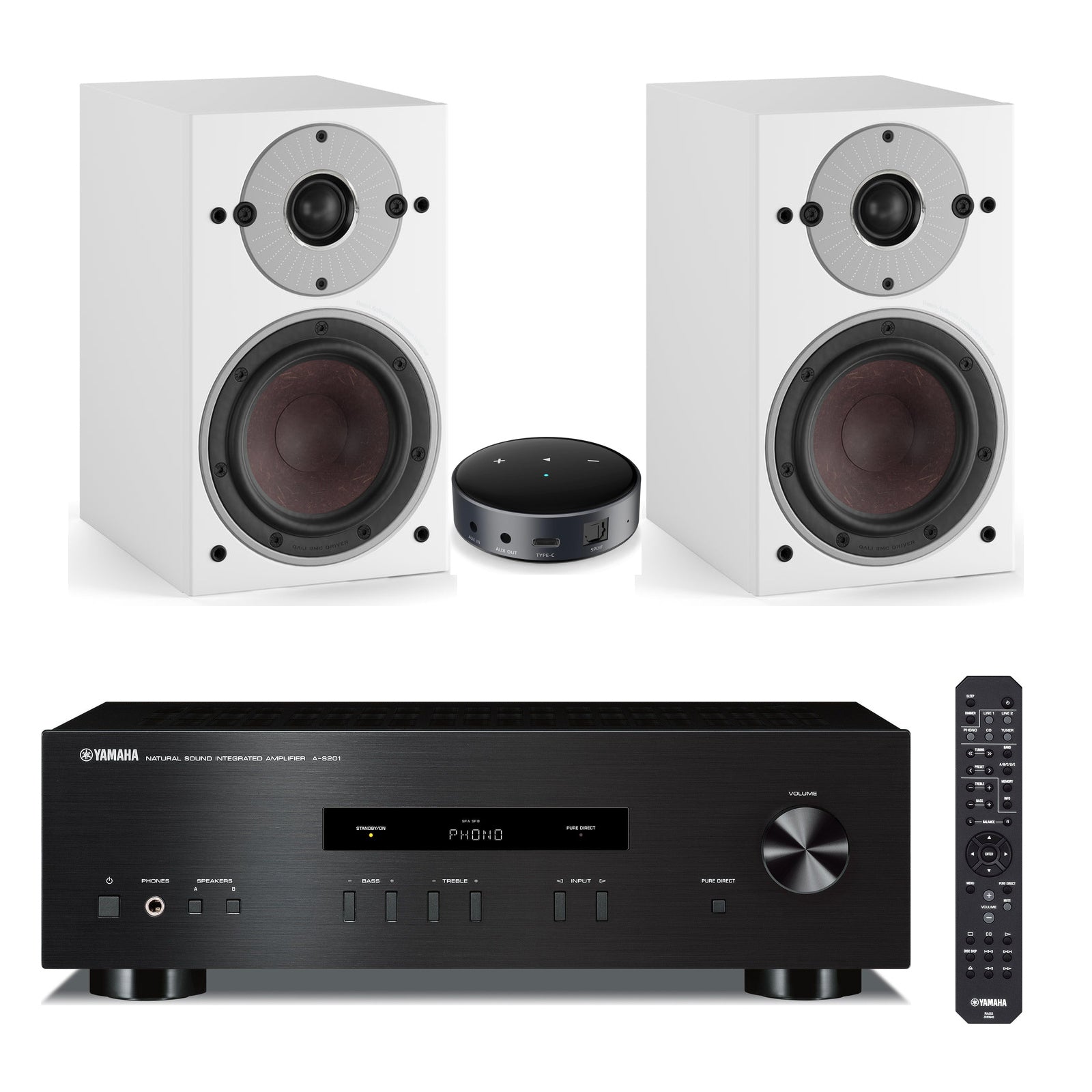 Yamaha A-S201 Crna + par DALI OBERON 1 White + WiiM Mini